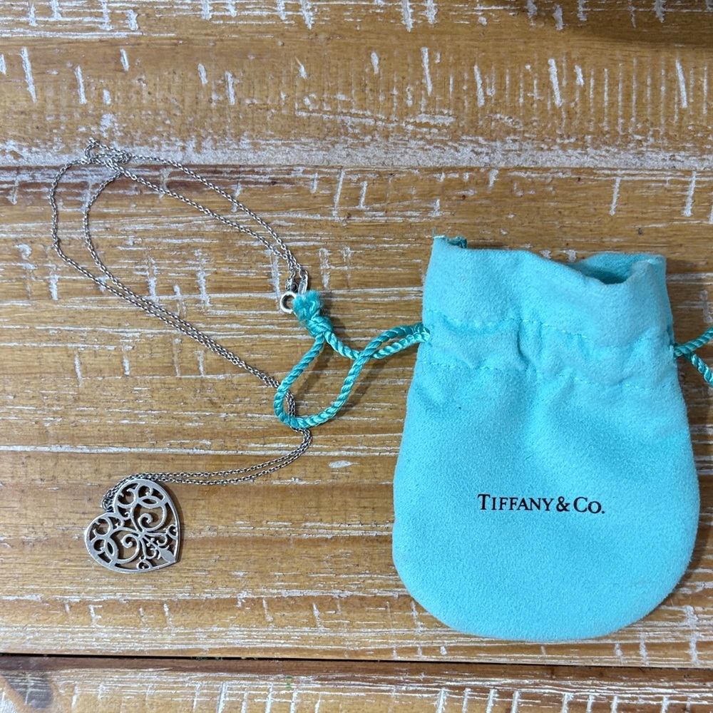 Tiffany & Co. Silver Filigree Heart Necklace
